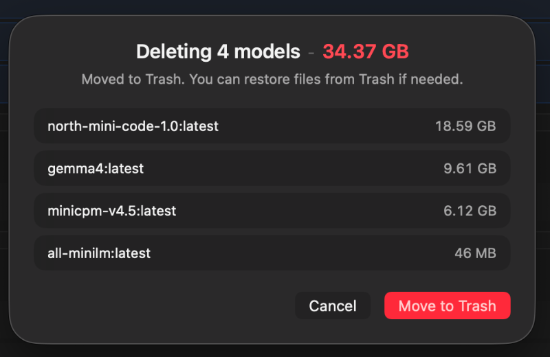 ModelKeeper delete confirmation dialog