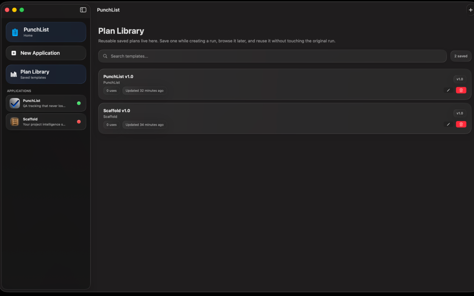 PunchList plan library screenshot