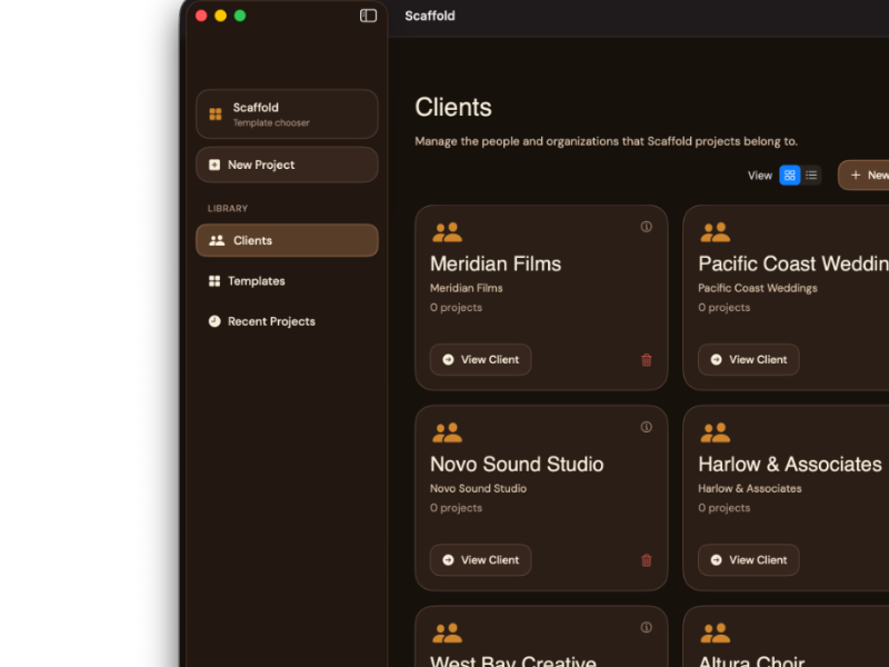 Scaffold client database placeholder