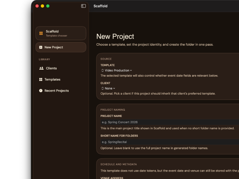 Scaffold new project placeholder